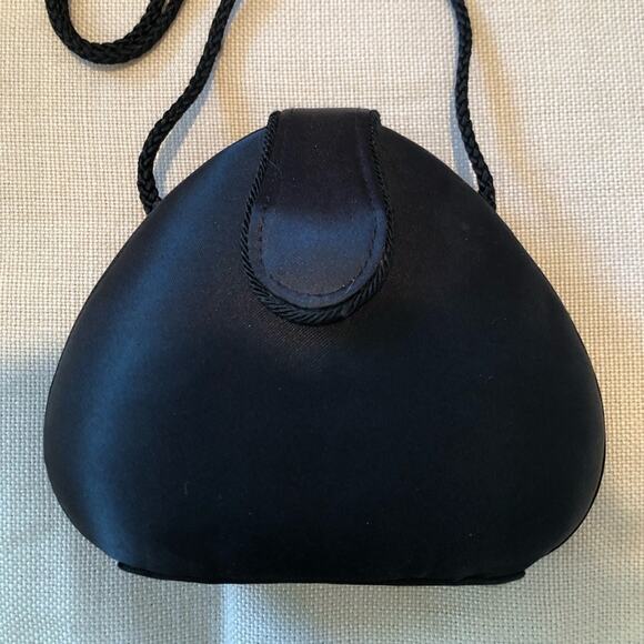 Vintage Black Satin Mini Evening Crossbody Bag - Picture 3 of 9